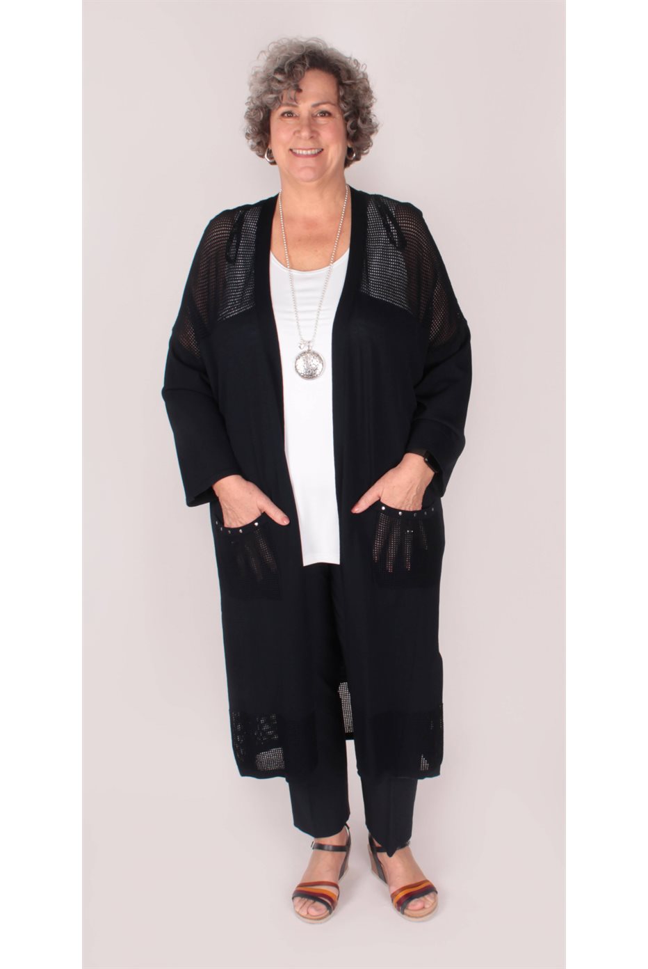 Haut poncho en tricot de style pull métallisé Bleu Nuit